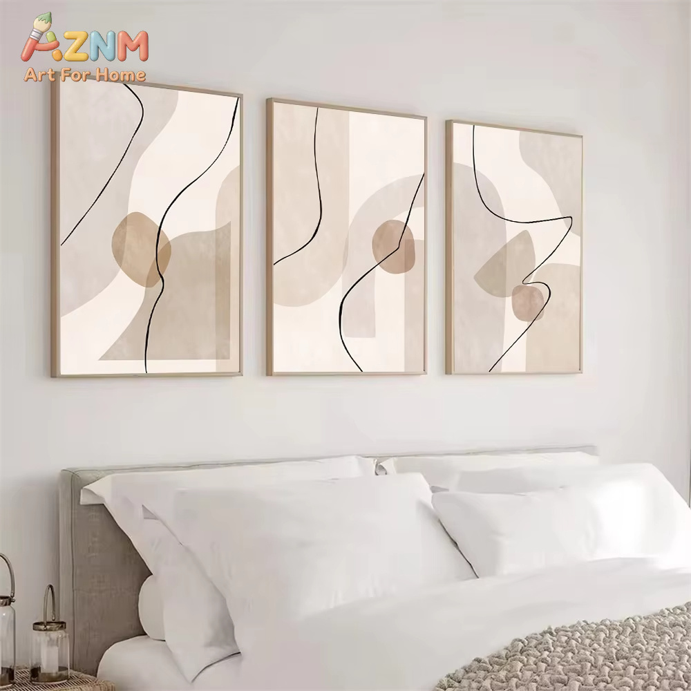 Home Decor Design Interior - Абстрактные бежевые геометрические линии, настенное искусство,