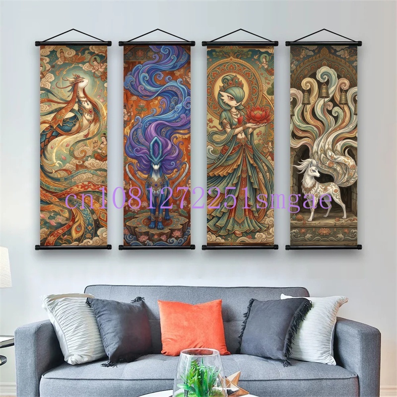 Canvas Painting - Постер-свиток с аниме-персонажами Покемон: Пикачу, Чаризард,