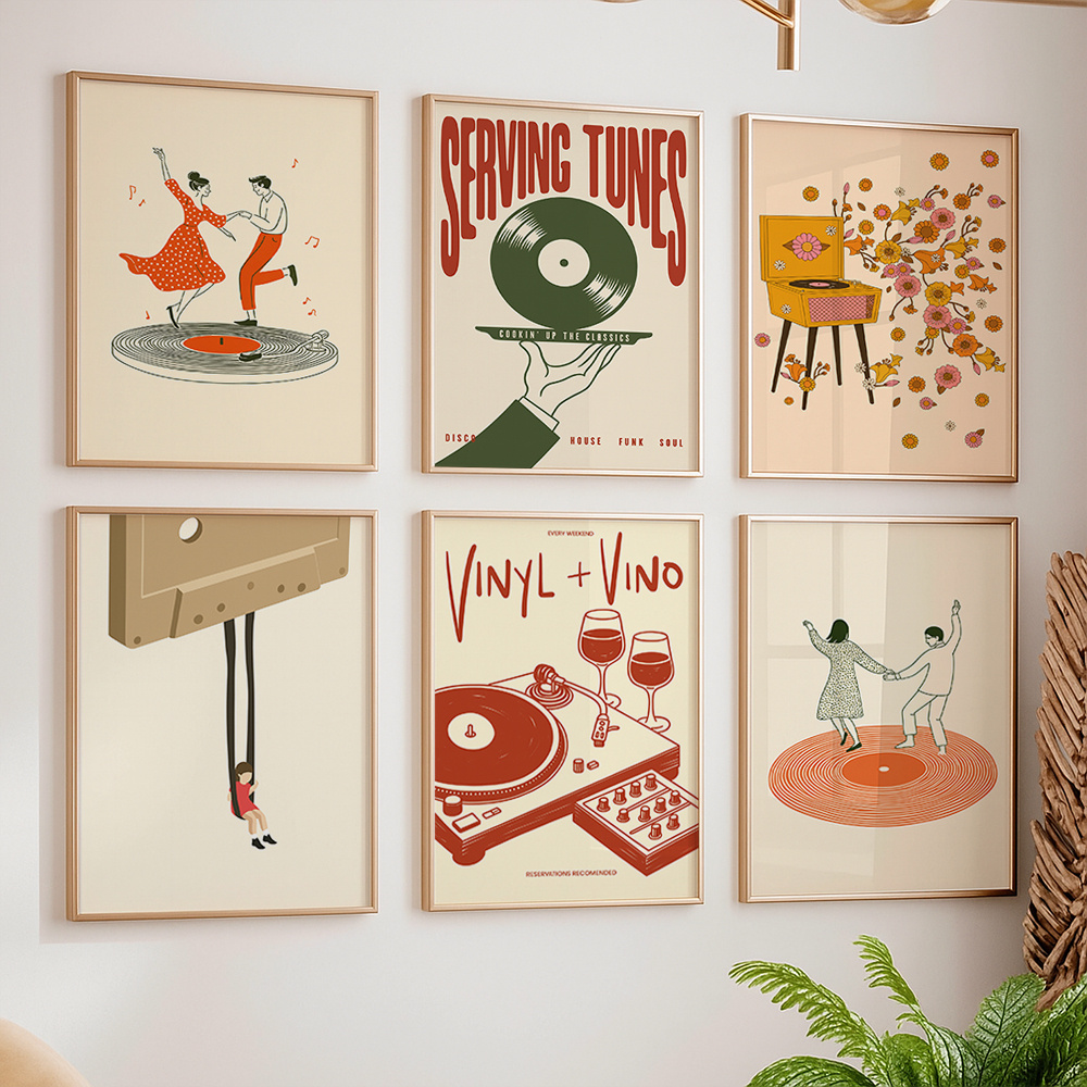 Home Decor Design Interior - 1 шт. винтажный музыкальный холст-постер без