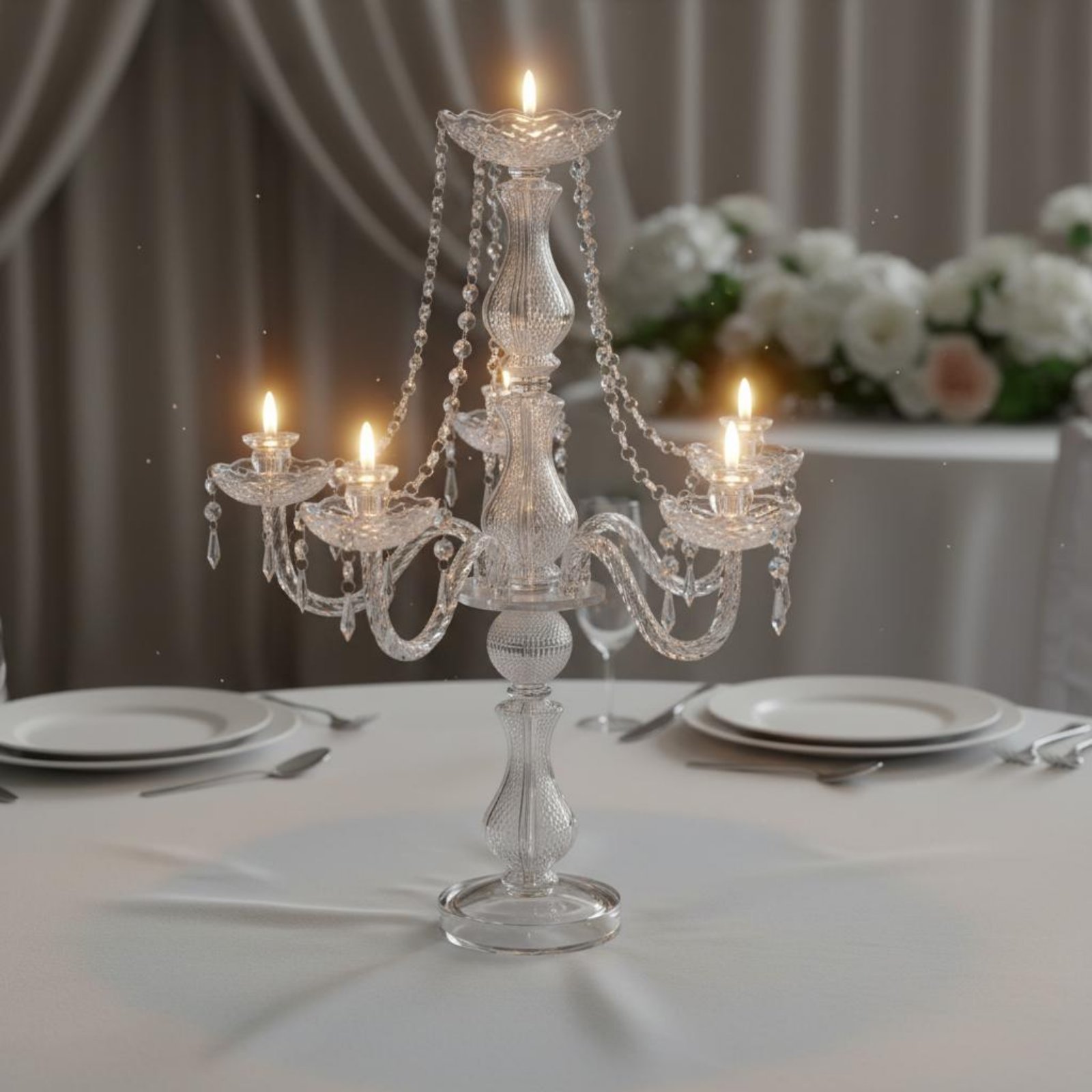 Home Decor Design Interior - Хрустальный канделябр: Элегантный свадебный подсвечник, роскошный