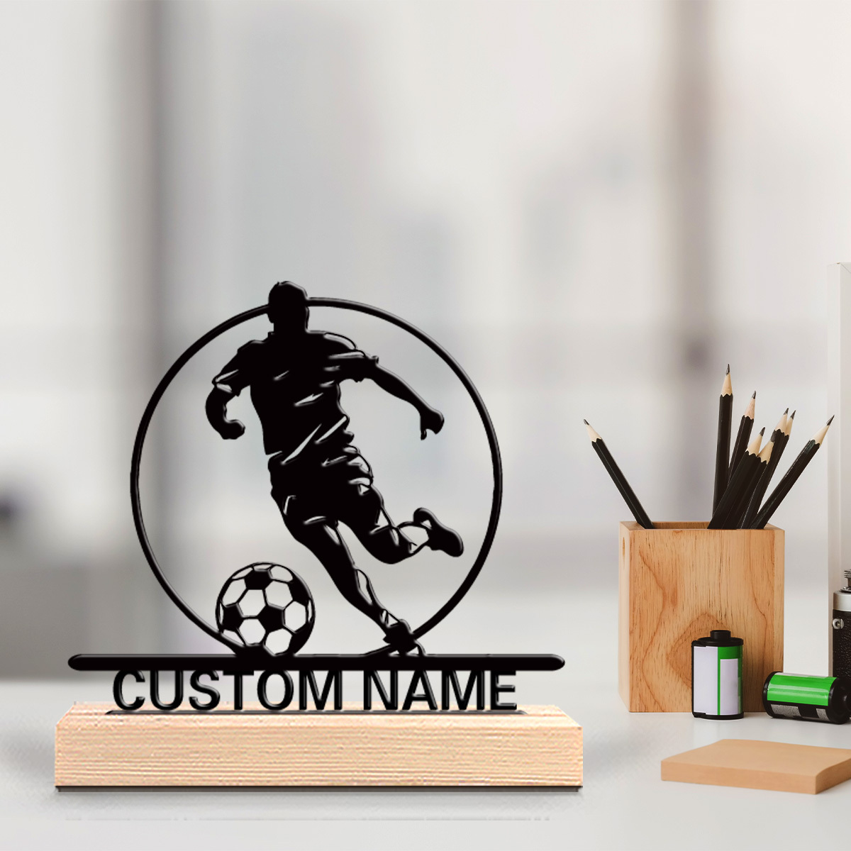 Home Decor Design Interior - Металлическая статуэтка футболиста на заказ с