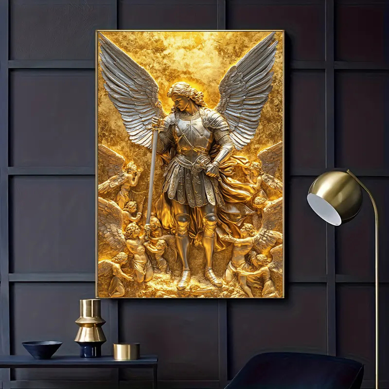 Home Decor Design Interior - Золотая статуя Архангела Михаила, настенные художественные