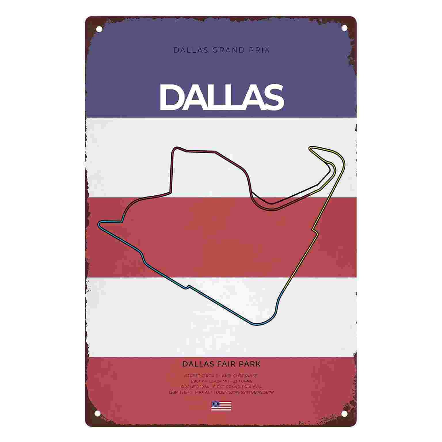 Home Decor Dallas - 2D плоский винтажный гоночный плакат с