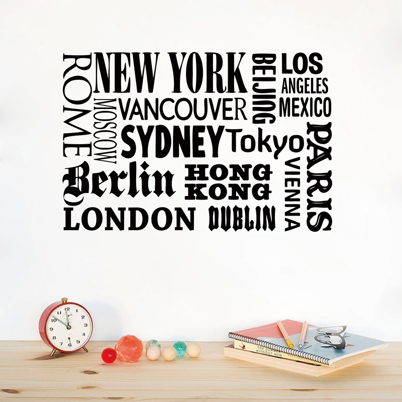 Home Decor London - Нью-Йорк, Лондон, Париж, цитата, стикер на