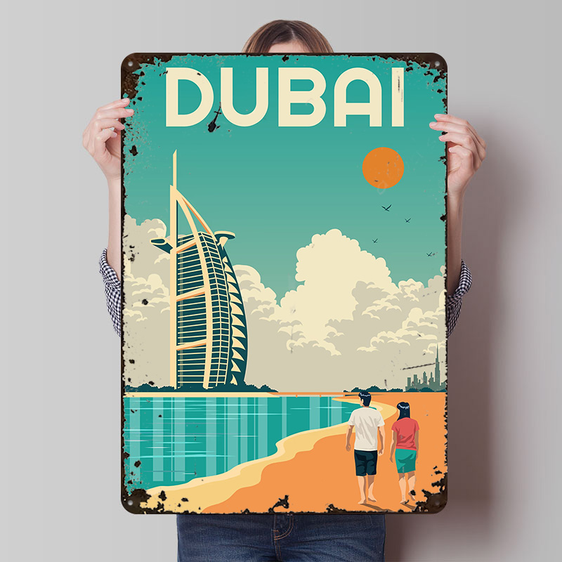 Home Decor Dubai - Металлические винтажные таблички с принтом «Дубай»